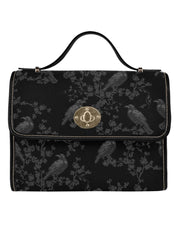 BLACK CROSSBODY FLAP BAG (Ravens/Blossoms print)