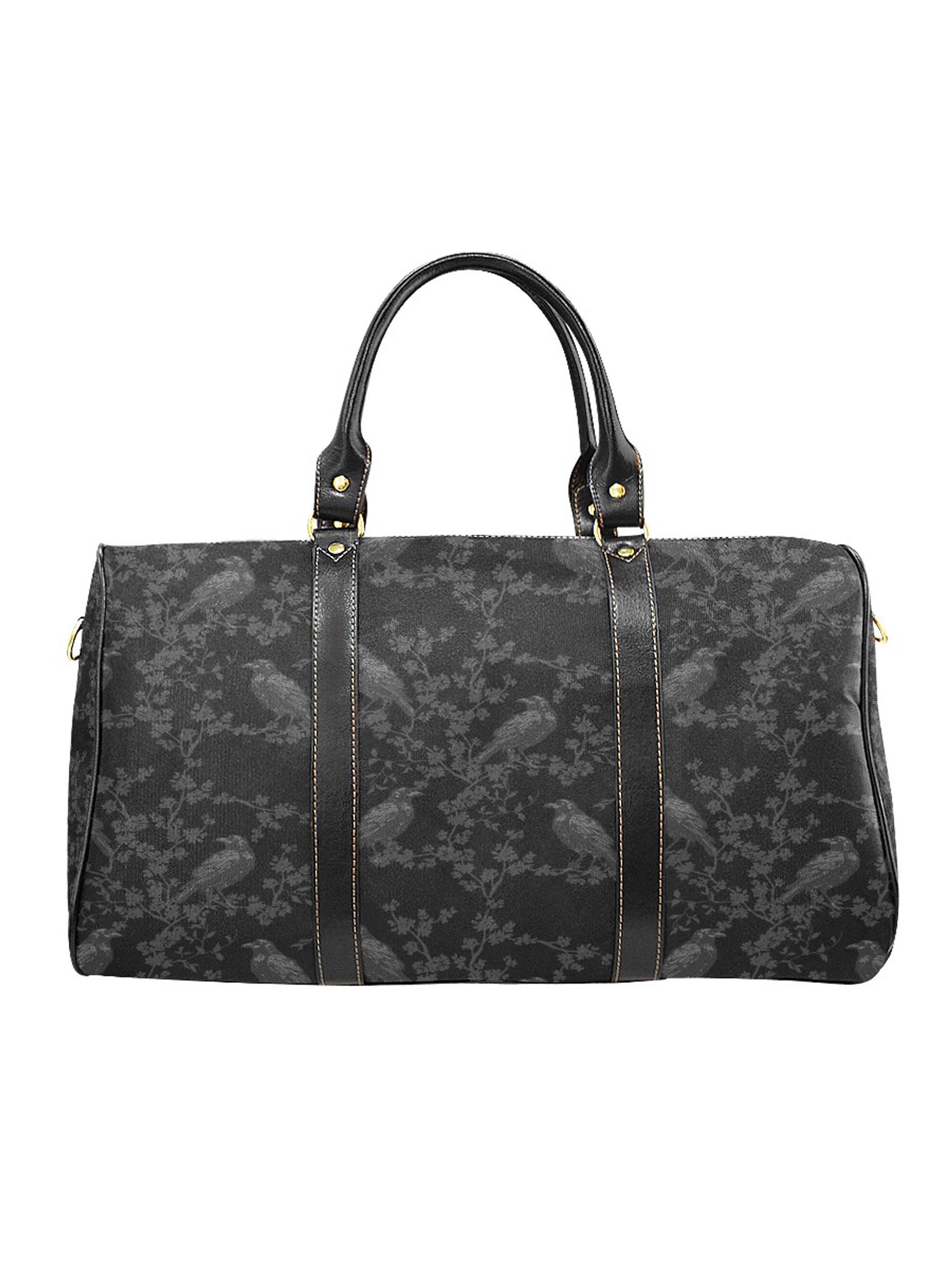 BLACK HOLDALL BAG (Ravens & Blossoms print)