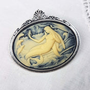 HORIZONTAL MERMAID CAMEO BROOCH | THEBLACKWARDROBE.COM.