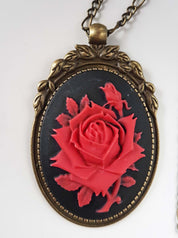 LARGE ROSE CAMEO NECKLACE | THEBLACKWARDROBE.COM.