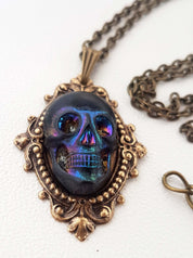 GOTHIC ORNATE RAINBOW SKULL NECKLACE | THEBLACKWARDROBE.COM.