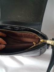 BLACK CROSSBODY SADDLE BAG | THEBLACKWARDROBE.COM.