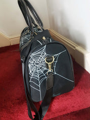 BLACK HOLDALL DUFFLE BAG (spiderweb print)
