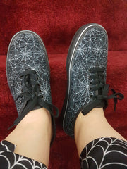 BLACK CANVAS CASUAL SHOES (spiderweb print)