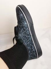 BLACK CANVAS CASUAL SHOES (spiderweb print)