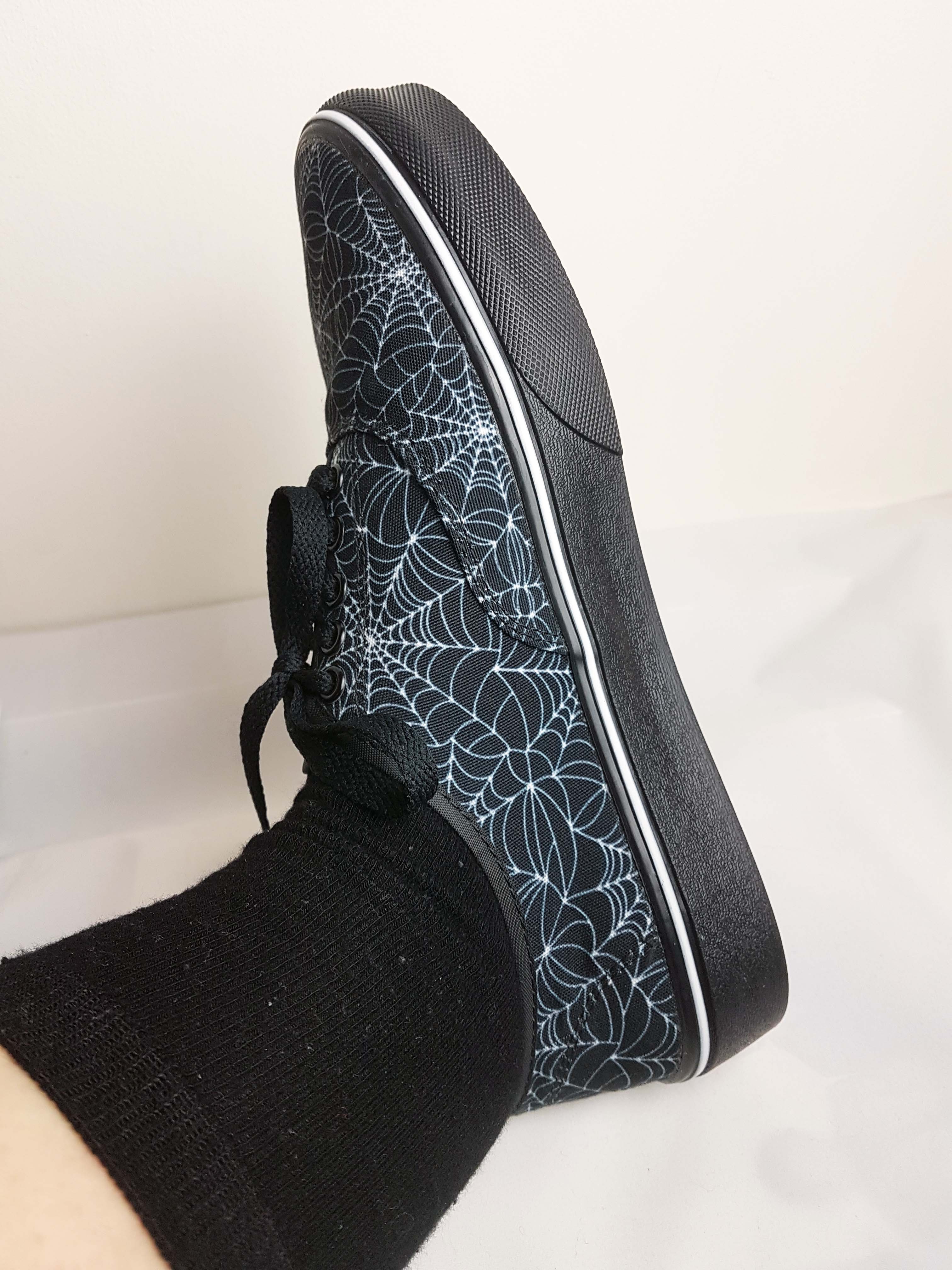 BLACK CANVAS CASUAL SHOES (spiderweb print)