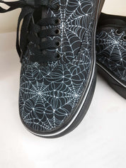 BLACK CANVAS CASUAL SHOES (spiderweb print)