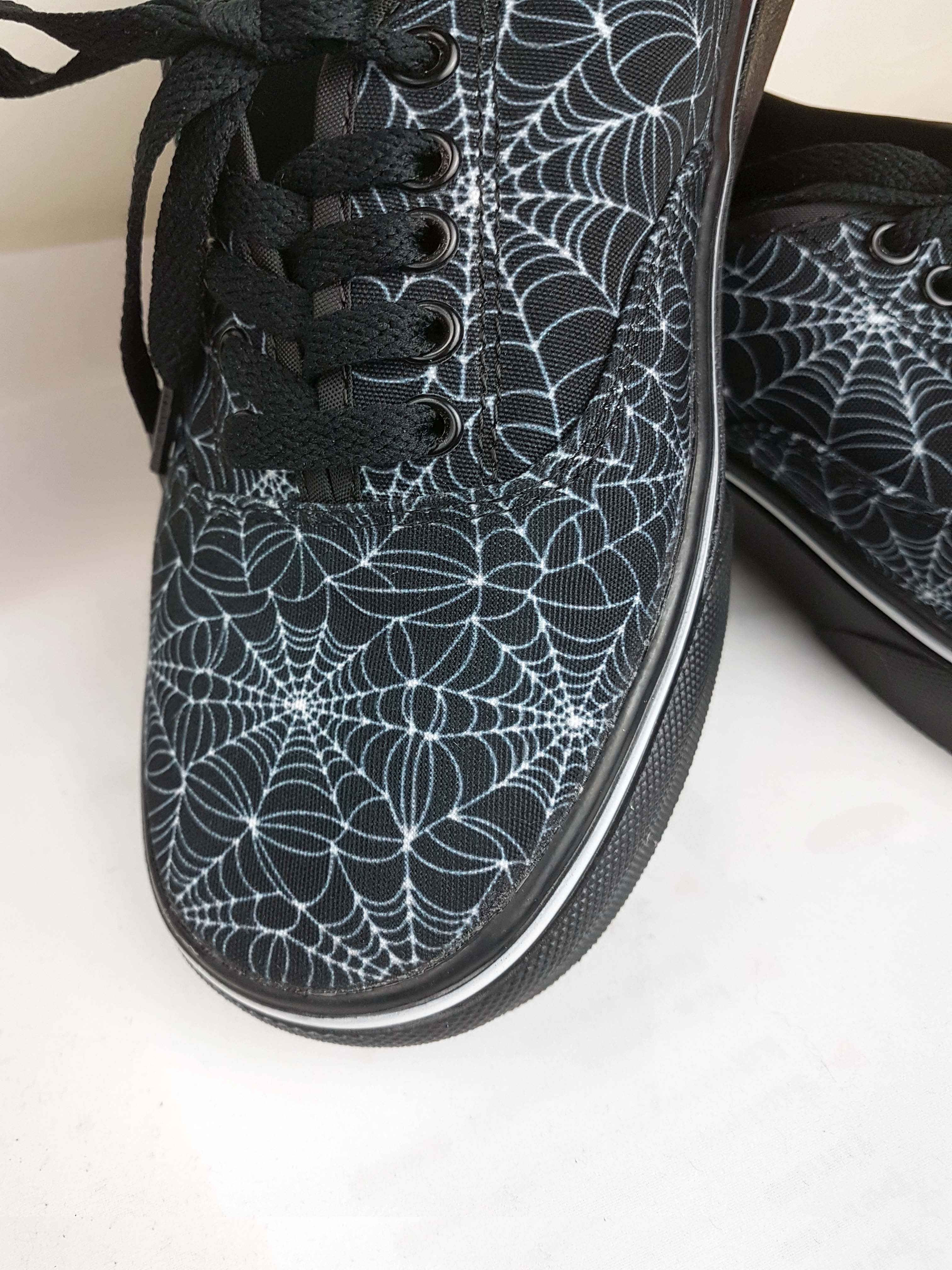 BLACK CANVAS CASUAL SHOES (spiderweb print)