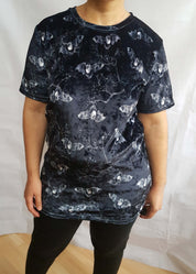 VELVET T-SHIRT (Midnight Bats & Blossoms print)