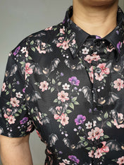 SHORT-SLEEVE COLLARED SHIRT (Spring Flying Bats print)