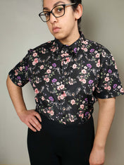 SHORT-SLEEVE COLLARED SHIRT (Spring Flying Bats print)