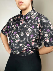 SHORT-SLEEVE COLLARED SHIRT (Spring Flying Bats print)
