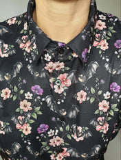 SHORT-SLEEVE COLLARED SHIRT (Spring Flying Bats print)