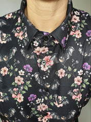 SHORT-SLEEVE COLLARED SHIRT (Spring Flying Bats print)