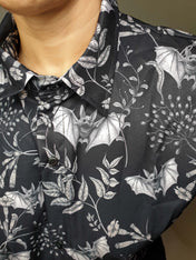 SHORT-SLEEVE COLLARED SHIRT (Botanical Bats print)