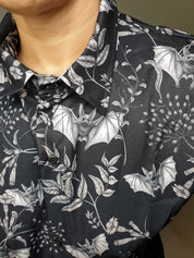 SHORT-SLEEVE COLLARED SHIRT (Botanical Bats print)
