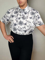 SHORT-SLEEVE COLLARED SHIRT (Botanical Bats print)