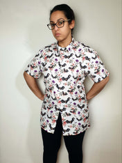SHORT-SLEEVE COLLARED SHIRT (Spring Flying Bats print)