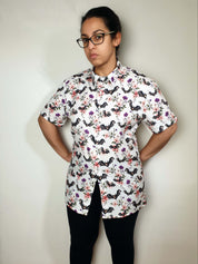 SHORT-SLEEVE COLLARED SHIRT (Spring Flying Bats print)
