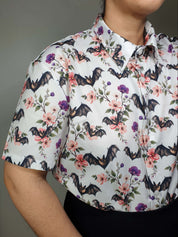 SHORT-SLEEVE COLLARED SHIRT (Spring Flying Bats print)