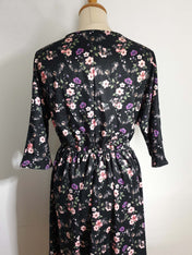 WRAP-FRONT MIDI DRESS (Spring Flying Bats print)