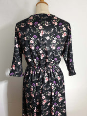 WRAP-FRONT MIDI DRESS (Spring Flying Bats print)