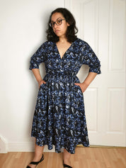 WRAP-FRONT MIDI DRESS (Macabre Tentacles print)