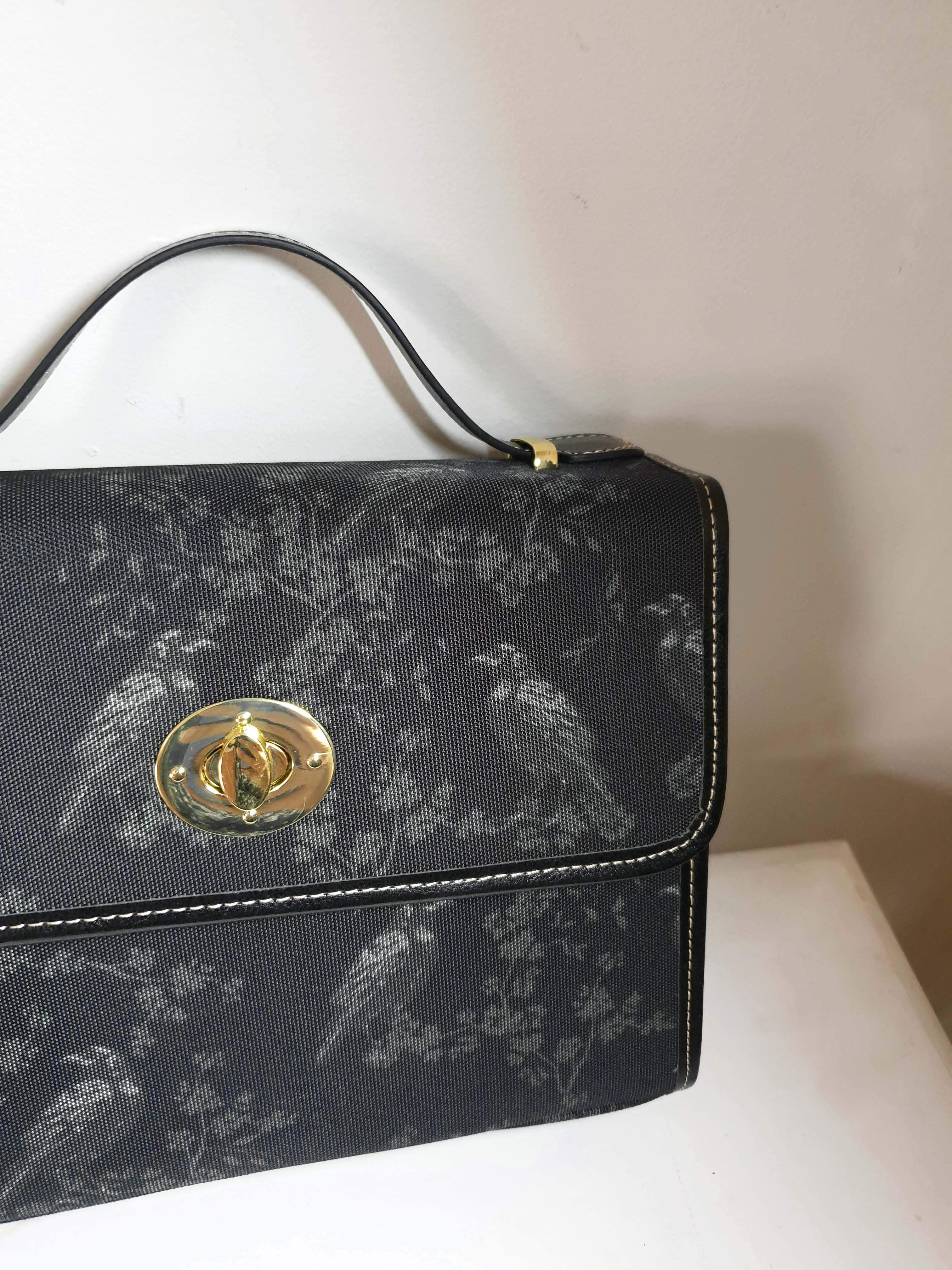 BLACK CROSSBODY FLAP BAG (Ravens/Blossoms print)