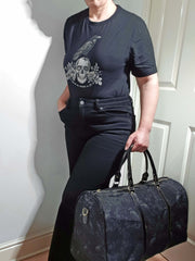 BLACK HOLDALL BAG (Ravens & Blossoms print)