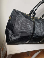 BLACK HOLDALL BAG (Ravens & Blossoms print)