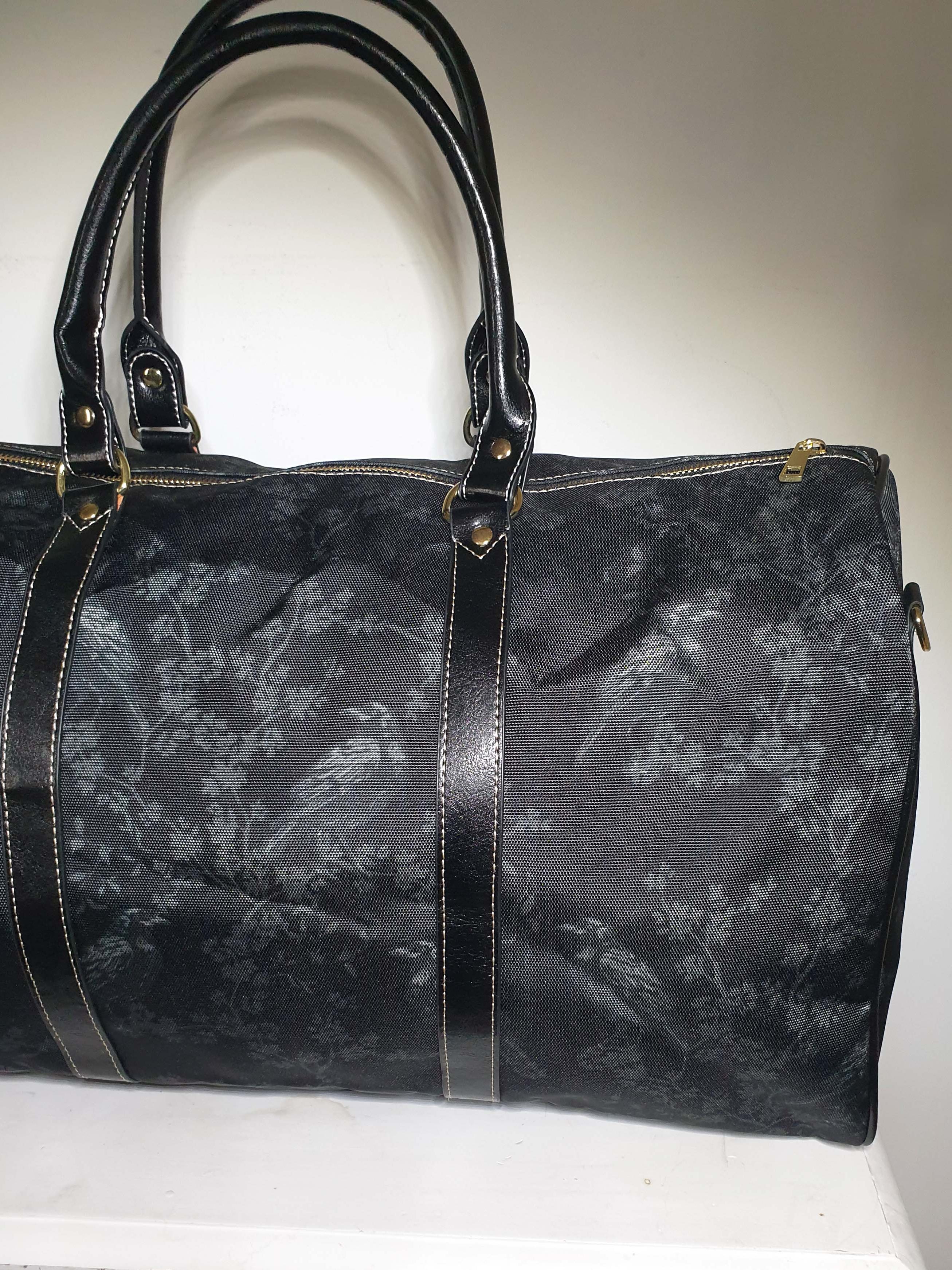 BLACK HOLDALL BAG (Ravens & Blossoms print)