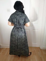 MAXI SHIRTDRESS (Grey Ravens & Blossoms print)