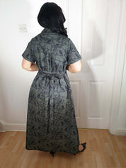 MAXI SHIRTDRESS (Grey Ravens & Blossoms print)