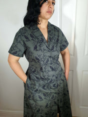 MAXI SHIRTDRESS (Grey Ravens & Blossoms print)
