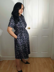 MIDI SHIRTDRESS (Black Ravens & Blossoms print)