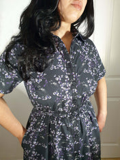 MIDI SHIRTDRESS (Black Ravens & Blossoms print)