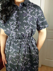 MIDI SHIRTDRESS (Black Ravens & Blossoms print)