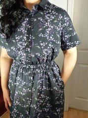 MIDI SHIRTDRESS (Black Ravens & Blossoms print)