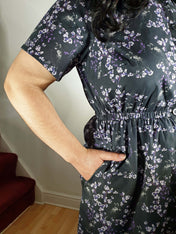 MIDI SHIRTDRESS (Black Ravens & Blossoms print)