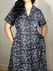 MAXI SHIRTDRESS (Black Ravens & Blossoms print)