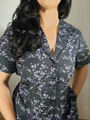 MAXI SHIRTDRESS (Black Ravens & Blossoms print)