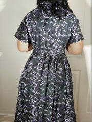 MAXI SHIRTDRESS (Black Ravens & Blossoms print)