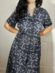 MAXI SHIRTDRESS (Black Ravens & Blossoms print)