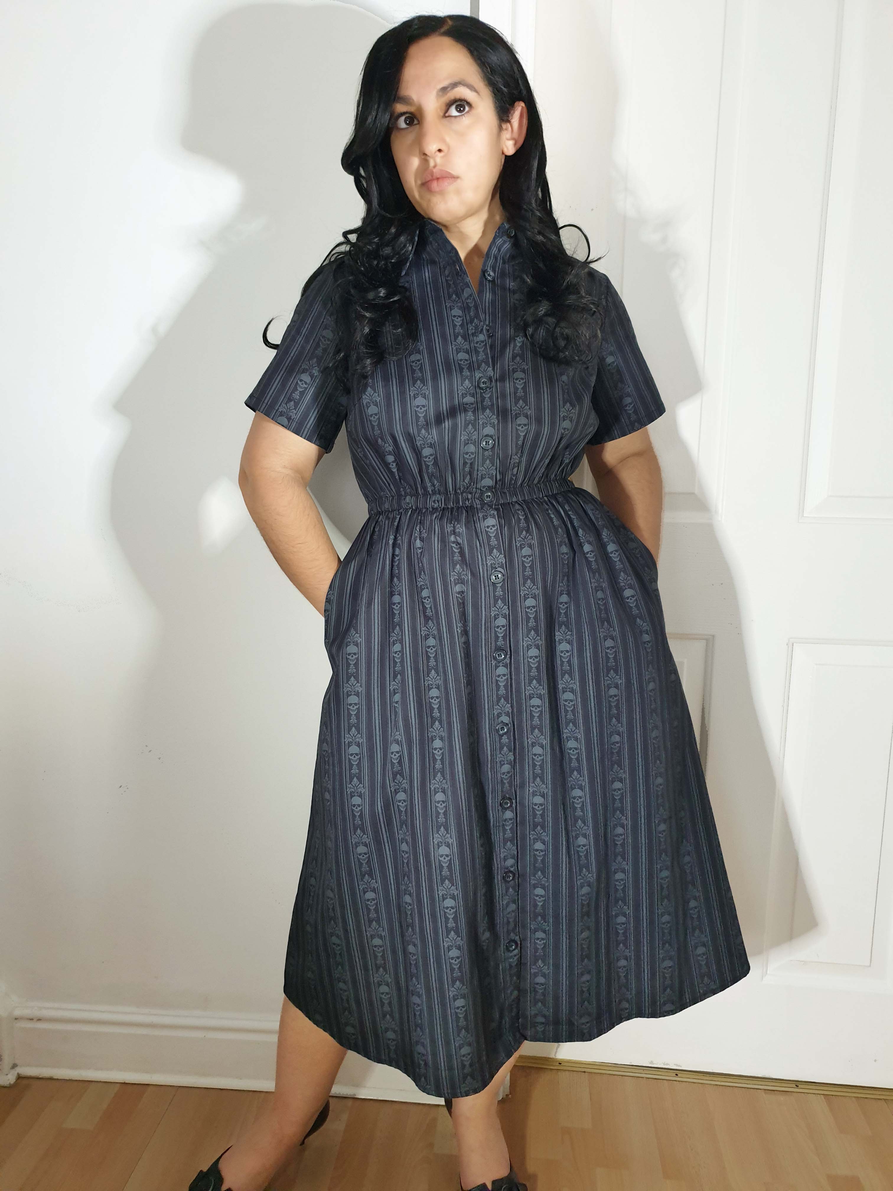 MIDI SHIRTDRESS (Baroque Skulls print)