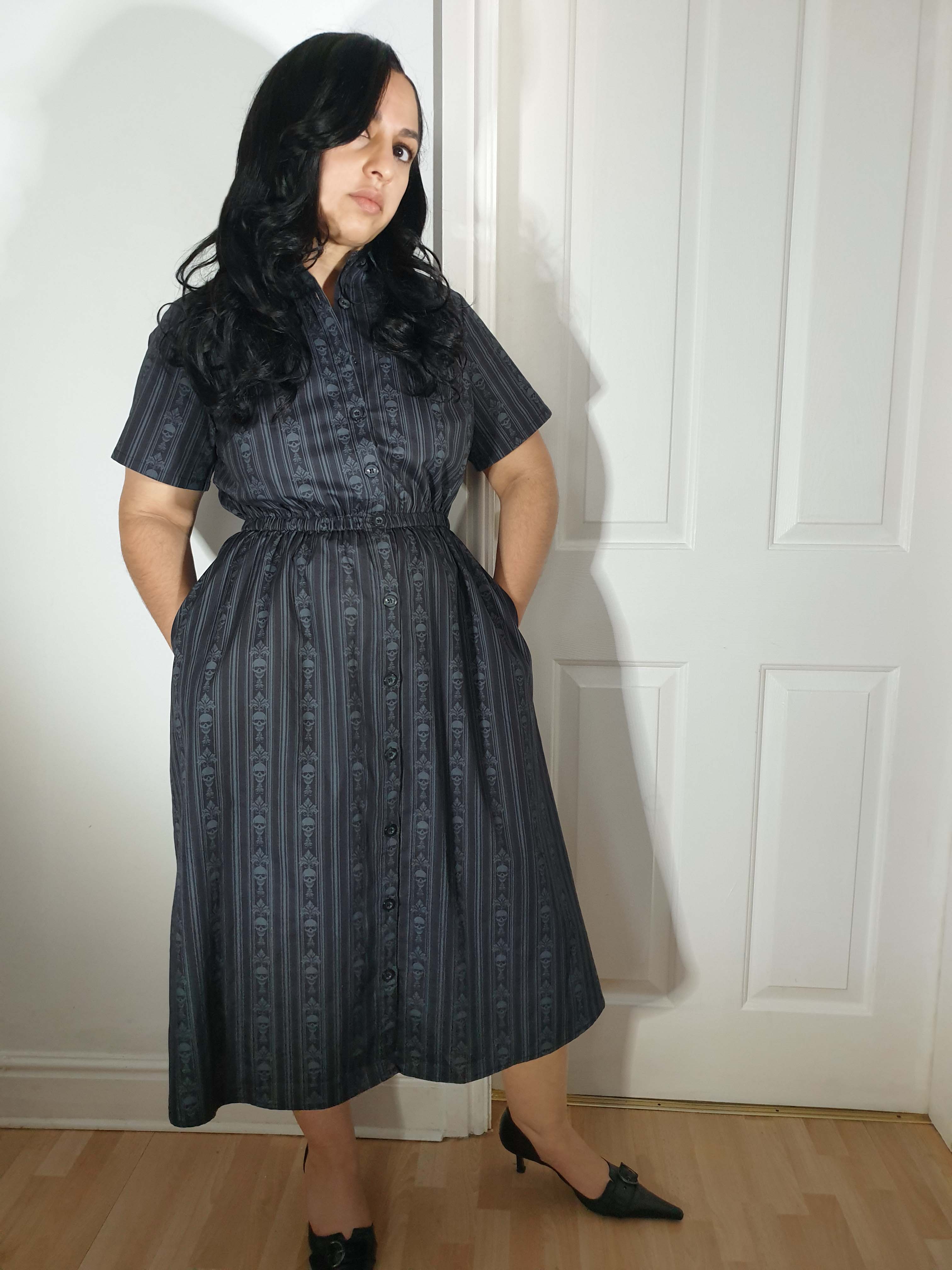 MIDI SHIRTDRESS (Baroque Skulls print)