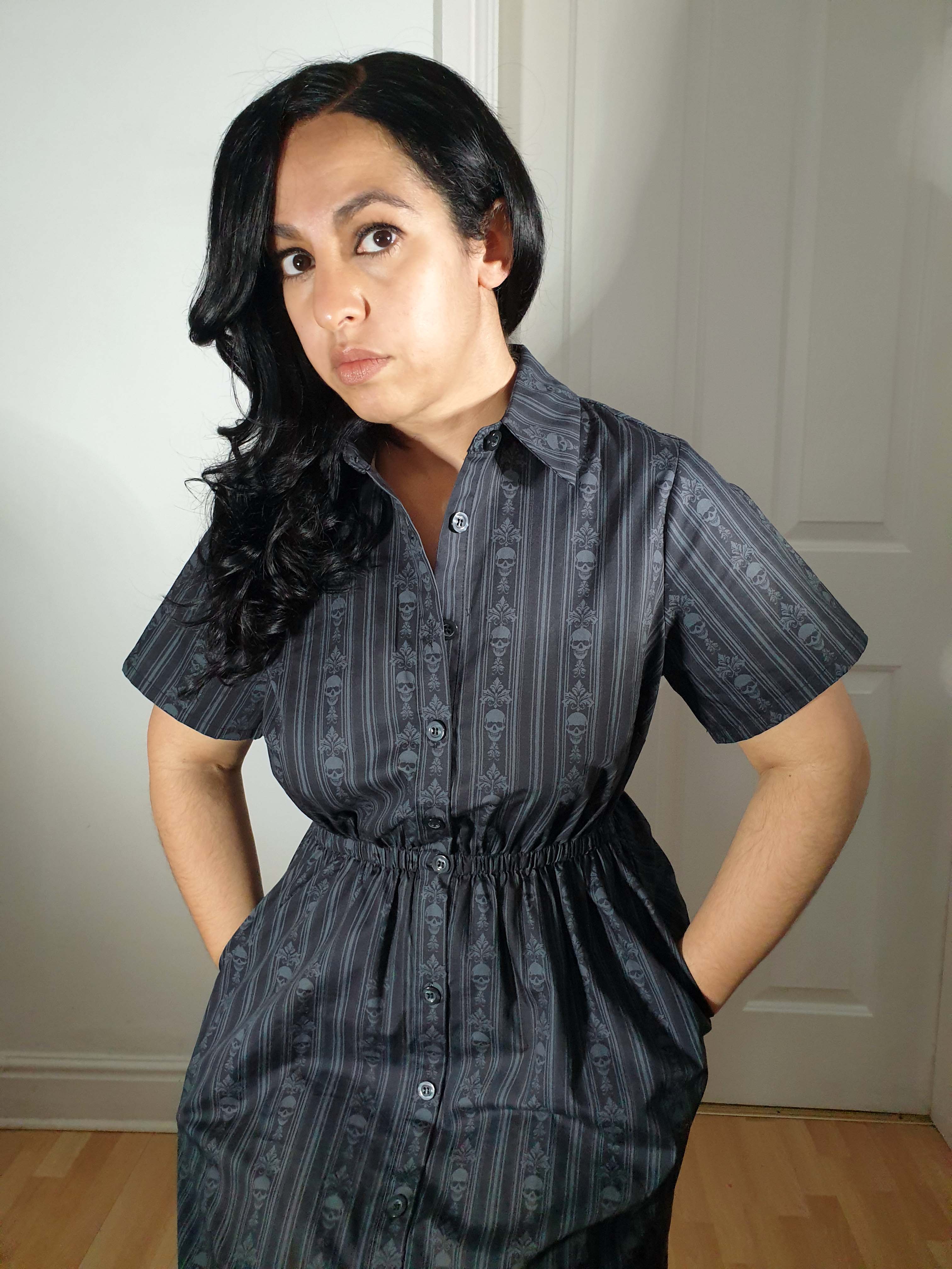 MIDI SHIRTDRESS (Baroque Skulls print)