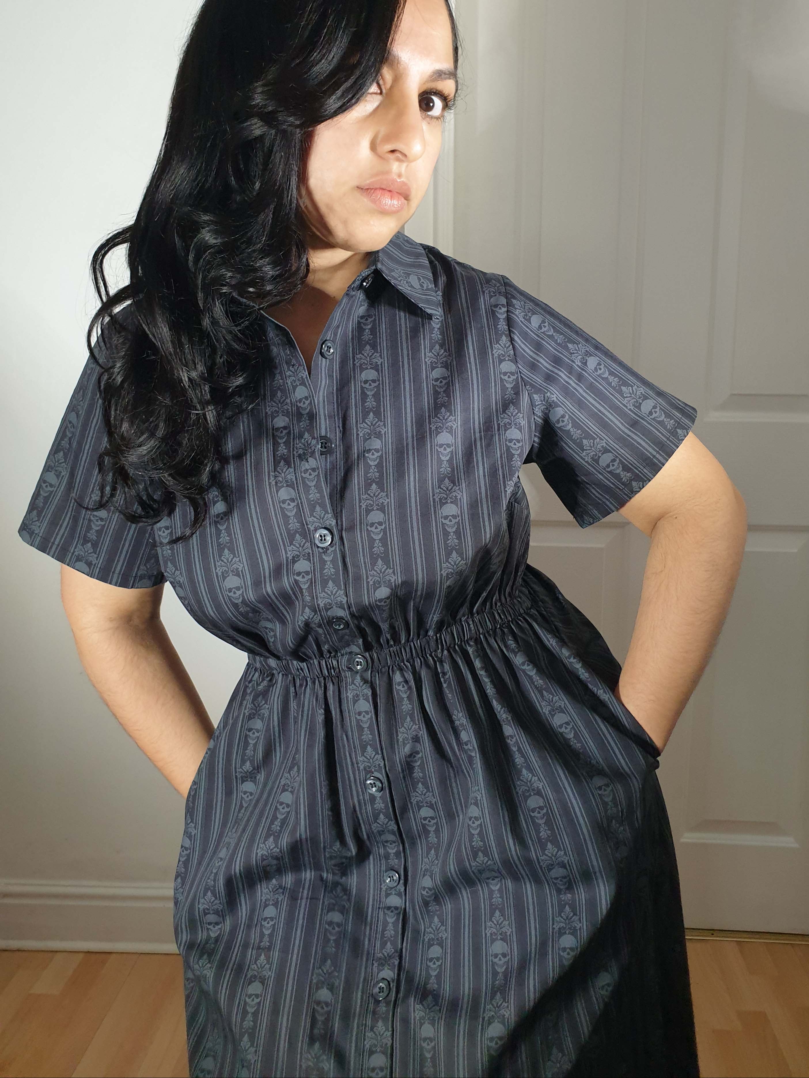 MIDI SHIRTDRESS (Baroque Skulls print)