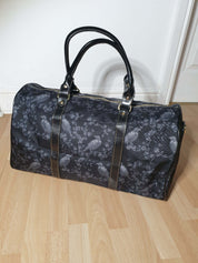 BLACK HOLDALL BAG (Ravens & Blossoms print)