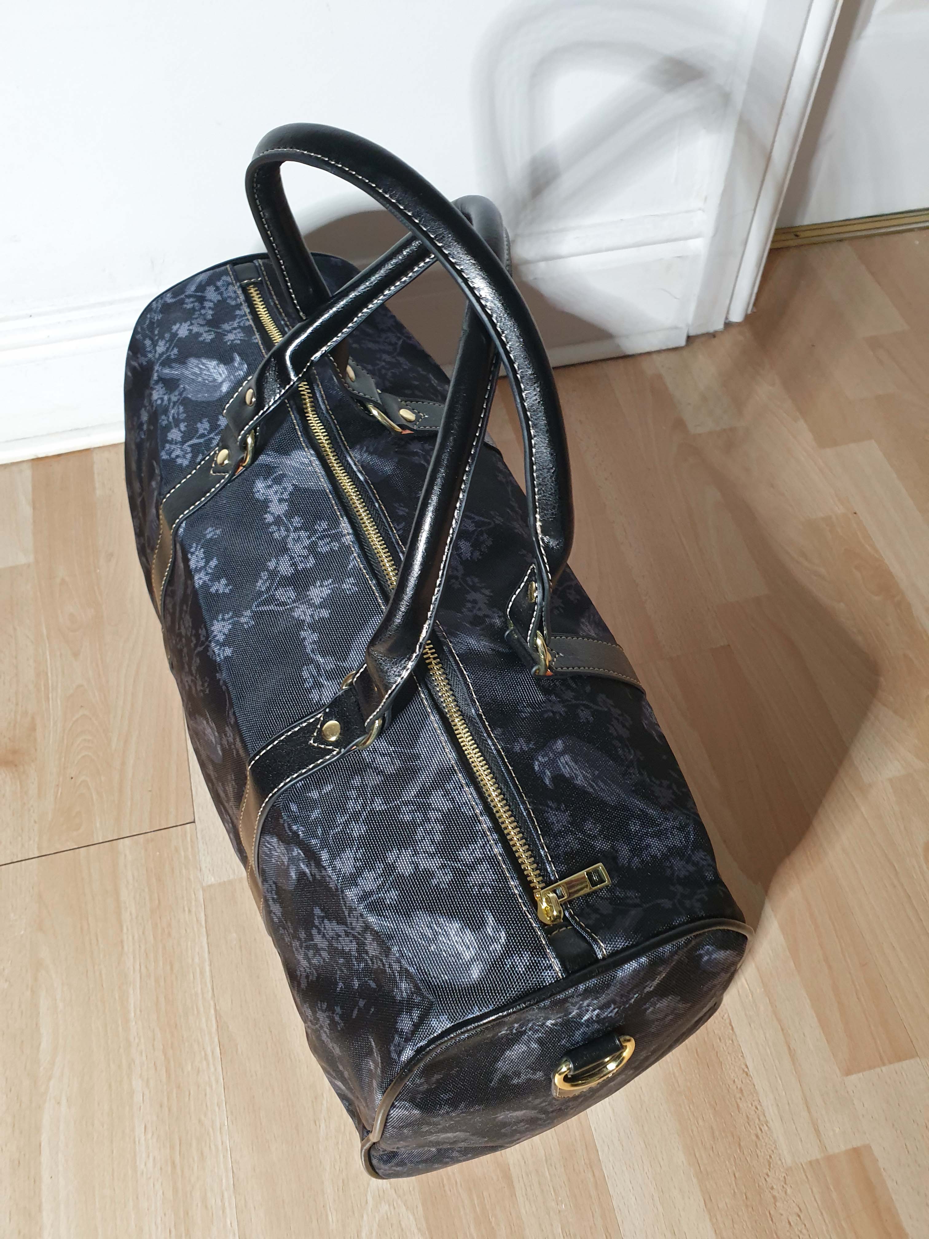 BLACK HOLDALL BAG (Ravens & Blossoms print)