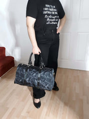 BLACK HOLDALL BAG (Ravens & Blossoms print)